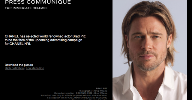 Brad Pitt Speaking Seductively to Chanel No.5 - Perfume Shrine