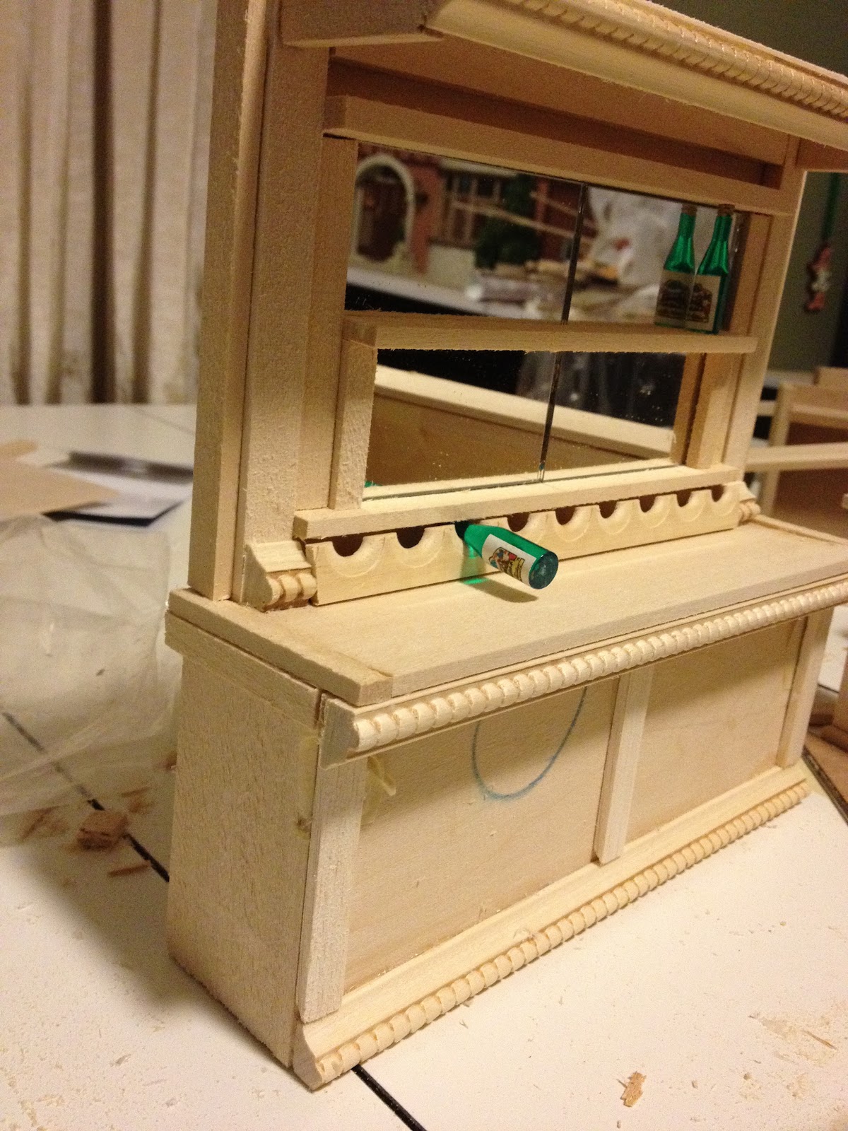 Jocelyn's Mountfield Dollhouse Scratch Built Dollhouse Bar Counter and