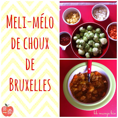 Méli-mélo de choux de Bruxelles mijotés Choux de Bruxelles mijotés pour enfant à partir de 1 an à base de légumes bio . Recette d'hiver BB mange bio