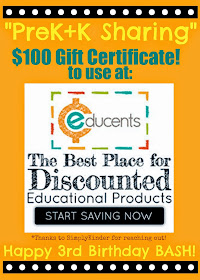 PreK+K Sharing Collaboration: THIRD Birthday Celebration Give Away prizes from EduCents