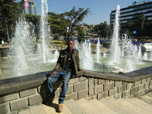 Local street guide Mr Dawete. Tamrate at the " Ethiopian Korea War Veterans Memorial "