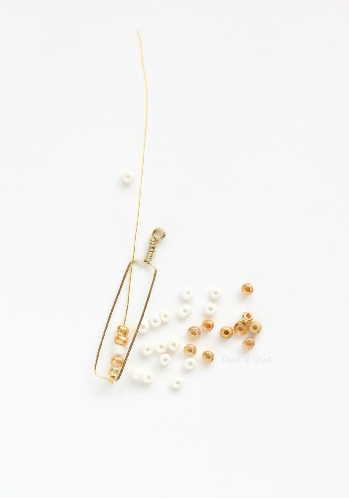 DIY Gold & White Beaded Wire Earrings: Step Six pitterandglink.com