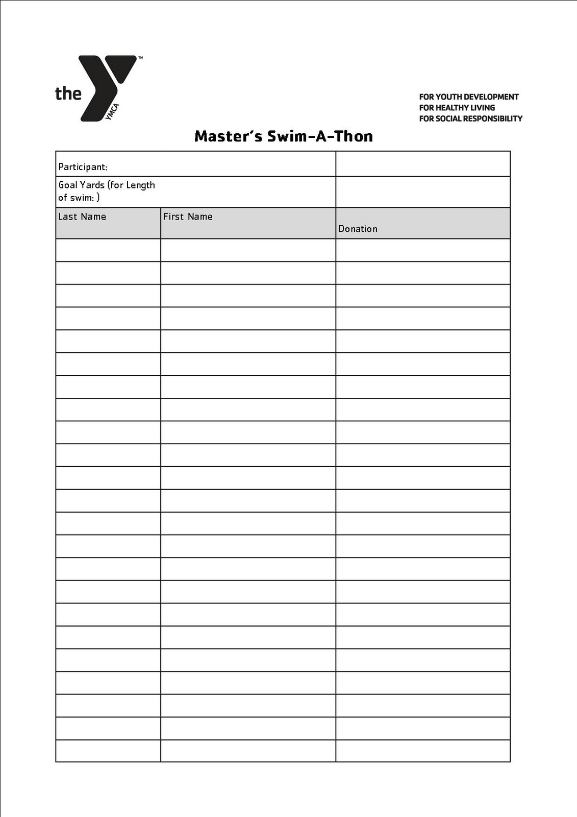 walk a thon pledge sheets