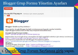 Blogger Grup Formu yönetim ayarları nasıl yapılır slayt anlatımı