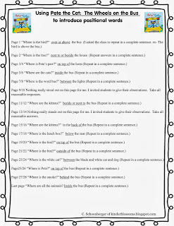 Christina S Kinder Blossoms Positional Words With Pete The Cat