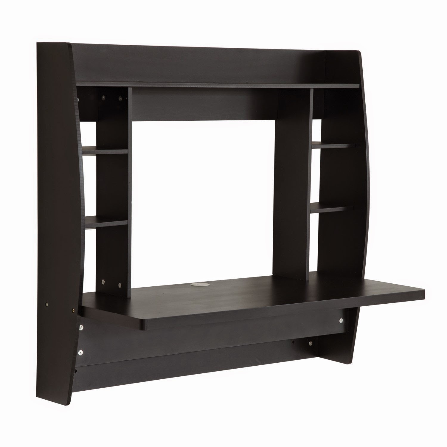 Prepac Wall Mounted Floating Desk With Storage In Black
