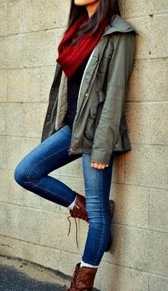 Fall Outfit With Long Boots and Cool Jacket