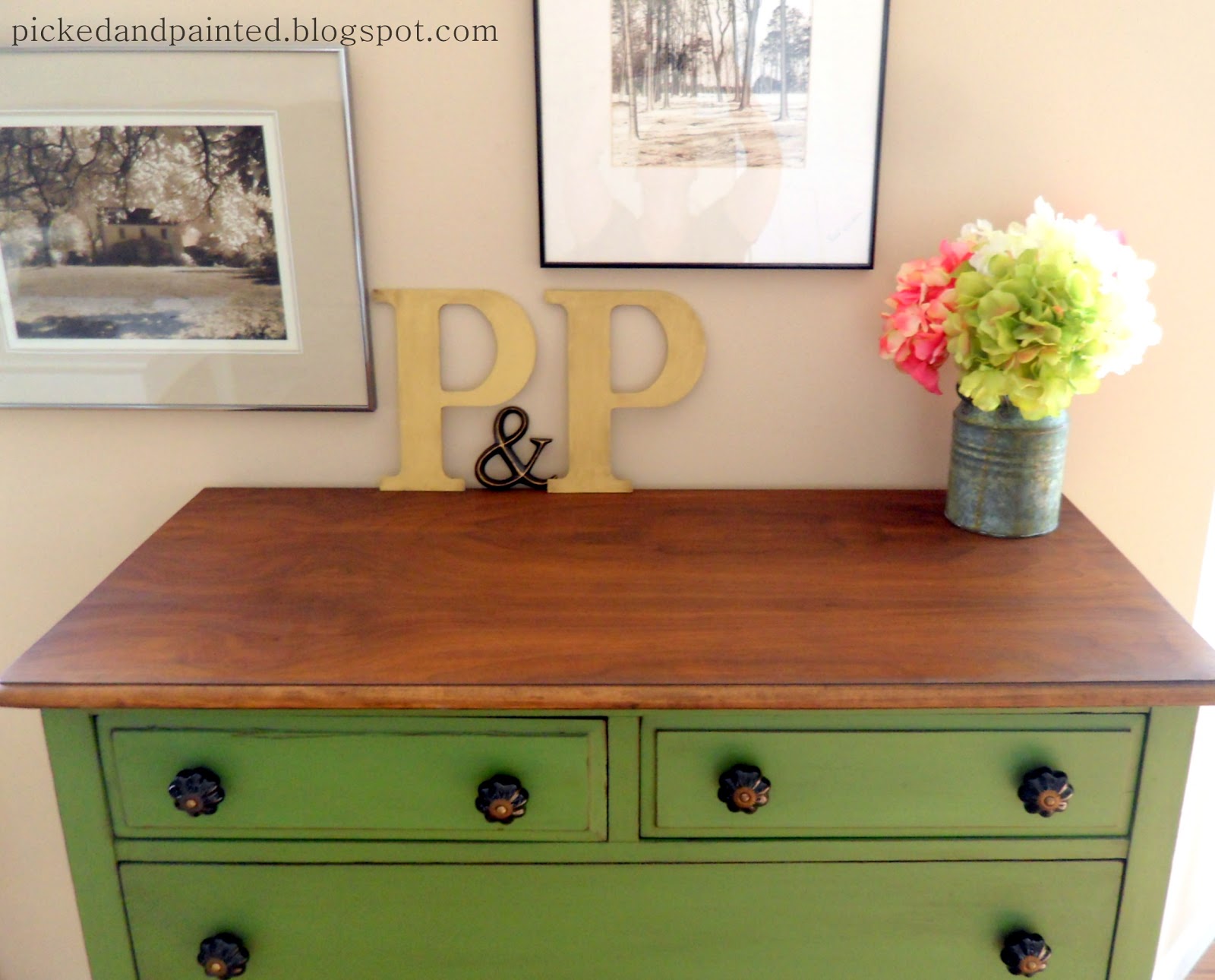 Helen Nichole Designs: Vintage Green Dresser