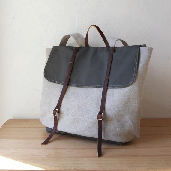 beige canvas rucksack