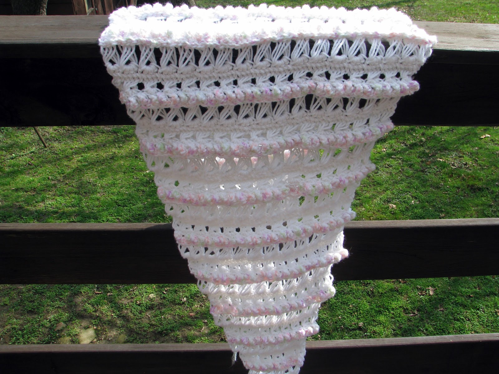 Three Strands Together Broomstick Lace Shawl