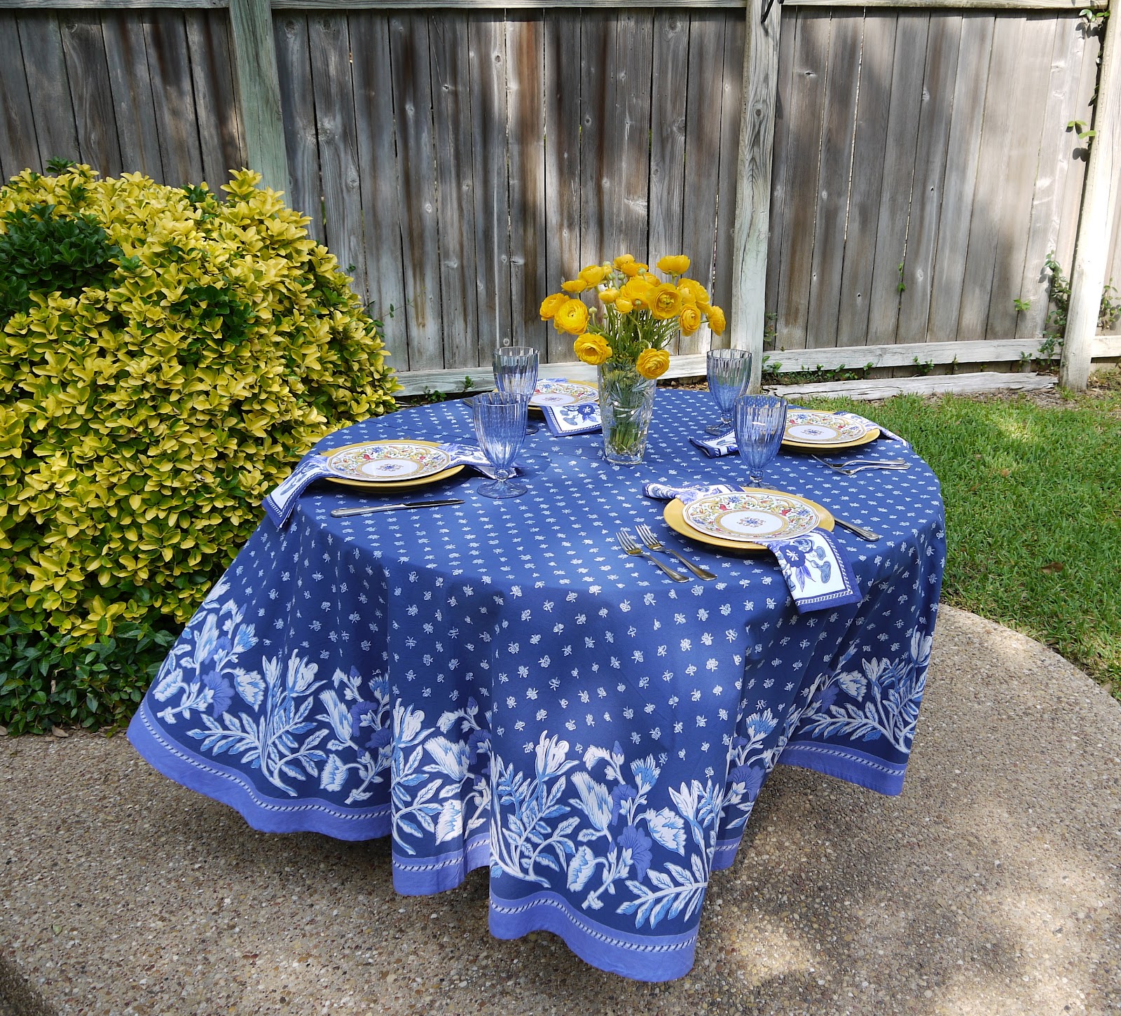 The Dull and the Dutiful Blue and Yellow Outdoor Table