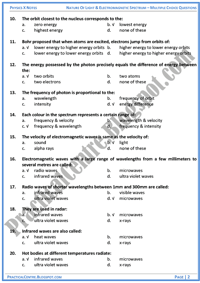 nature-of-light-and-electromagnetic-spectrum-mcqs-physics-x