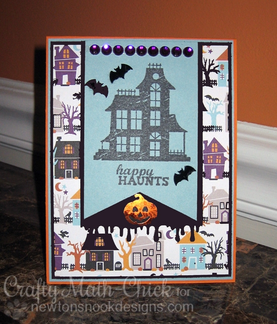 Haunted House Halloween Card by Crafty Math-Chick| Spooky Street stamp set by Newton's Nook Designs #newtonsnook