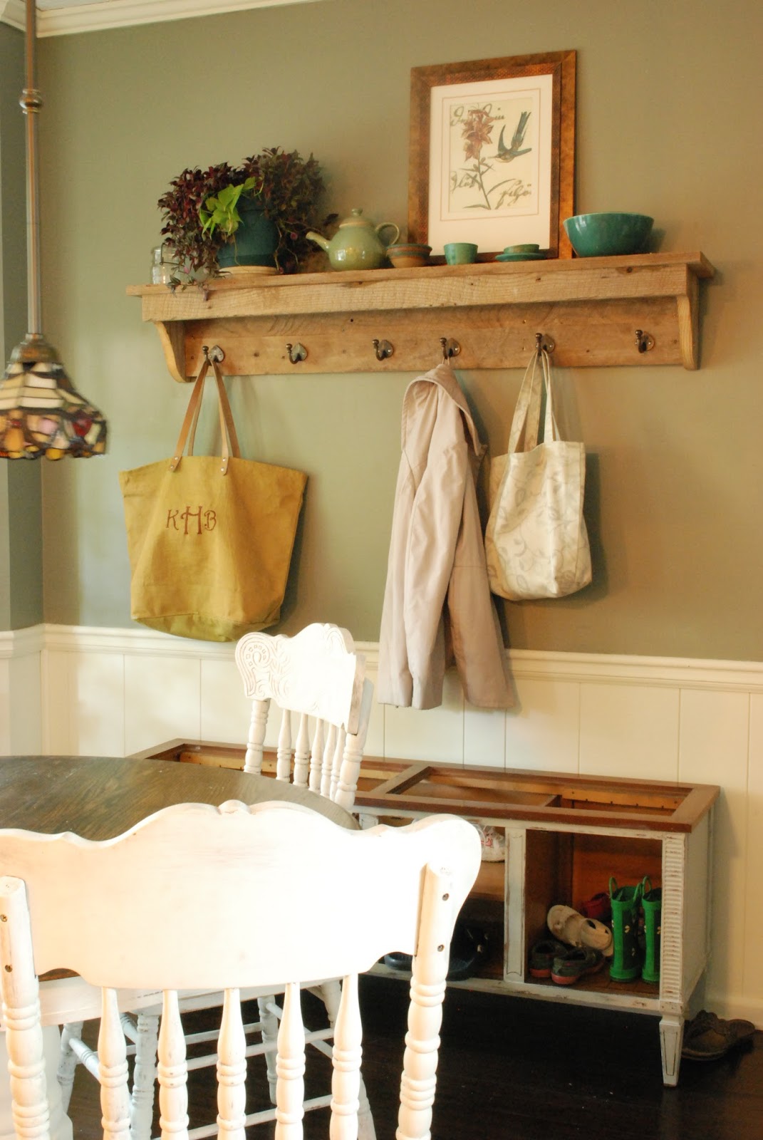 Between Blue and Yellow Barn Wood Shelf
