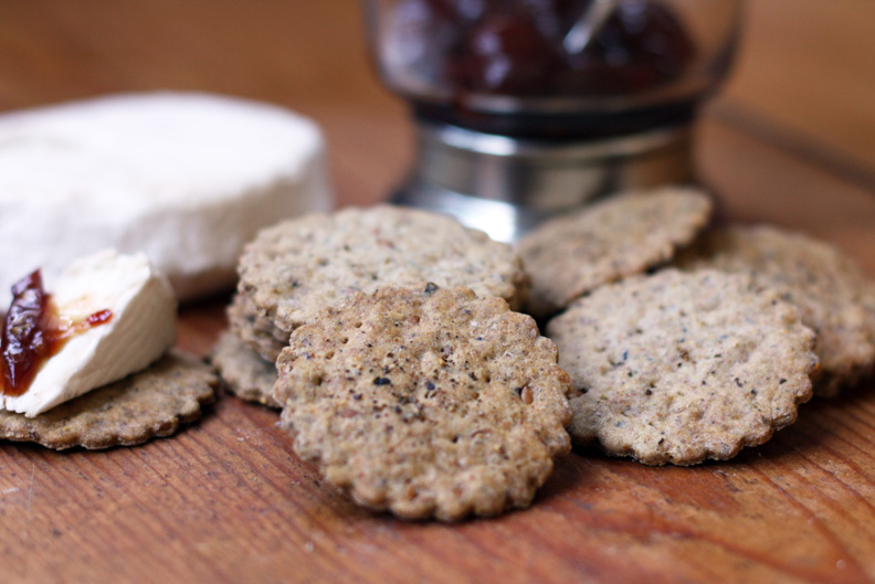 fudge ripple flax seed and cracked pepper crackers {joy the baker}
