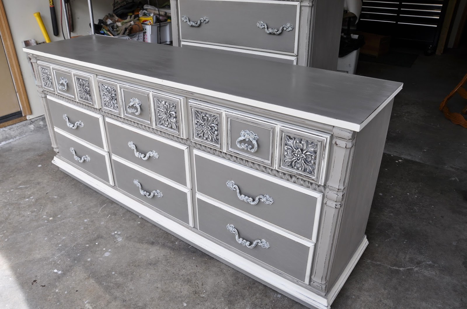 Sweetly Chic Sophisticated Grey Lowboy dresser