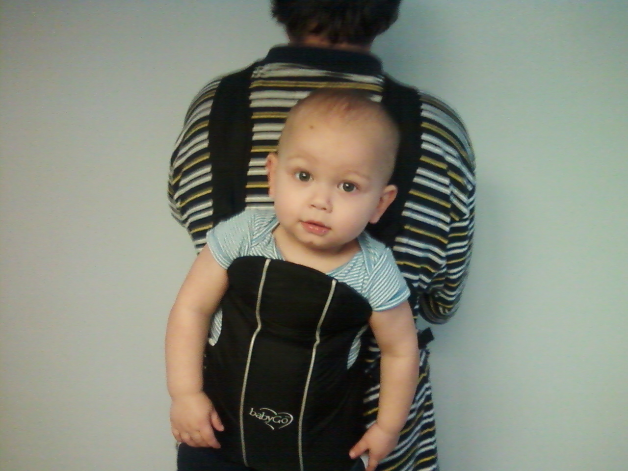 14 month old fits in baby carrier, wordless wednesday picture of 14 month old in baby carrier