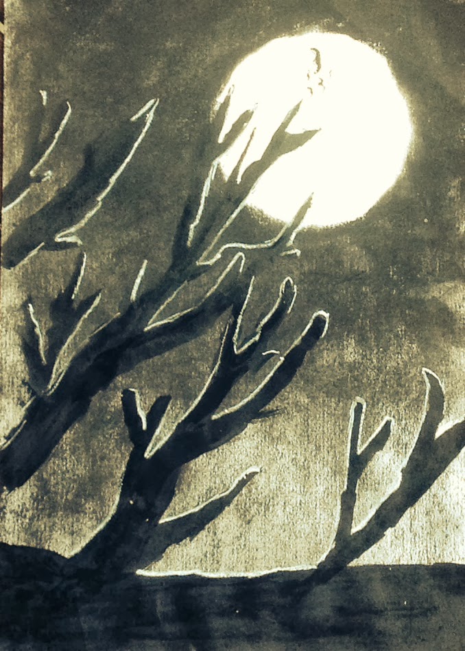 Zebra plots Elle and Lou: Spooky Halloween Trees: Art for Primary Children