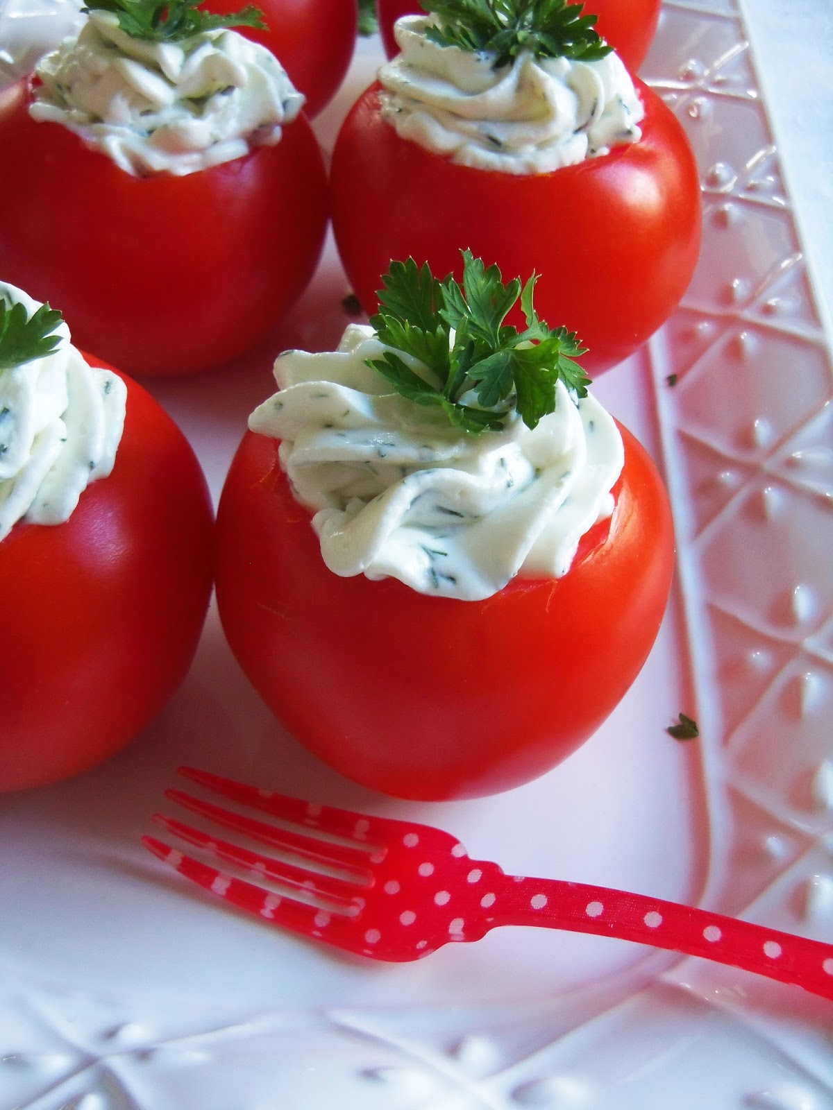 Simply Romanesco Goat Cheese Stuffed Tomatoes