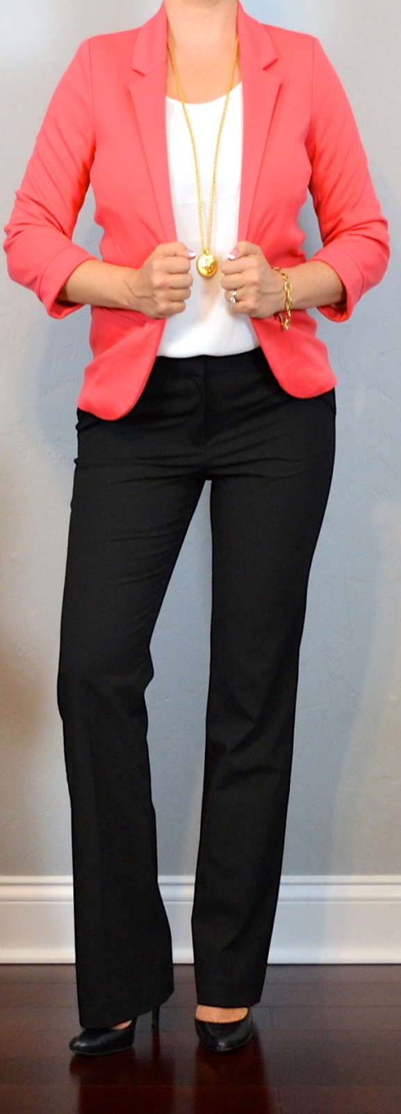 coral blazer outfit