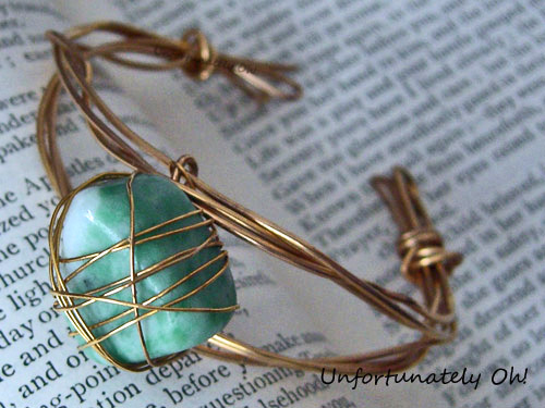 Wire wrapped crystal cuff