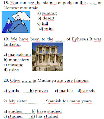 8. Sınıf İngilizce 1. Dönem 3. Yazılı Sınav Soruları 2012 2013