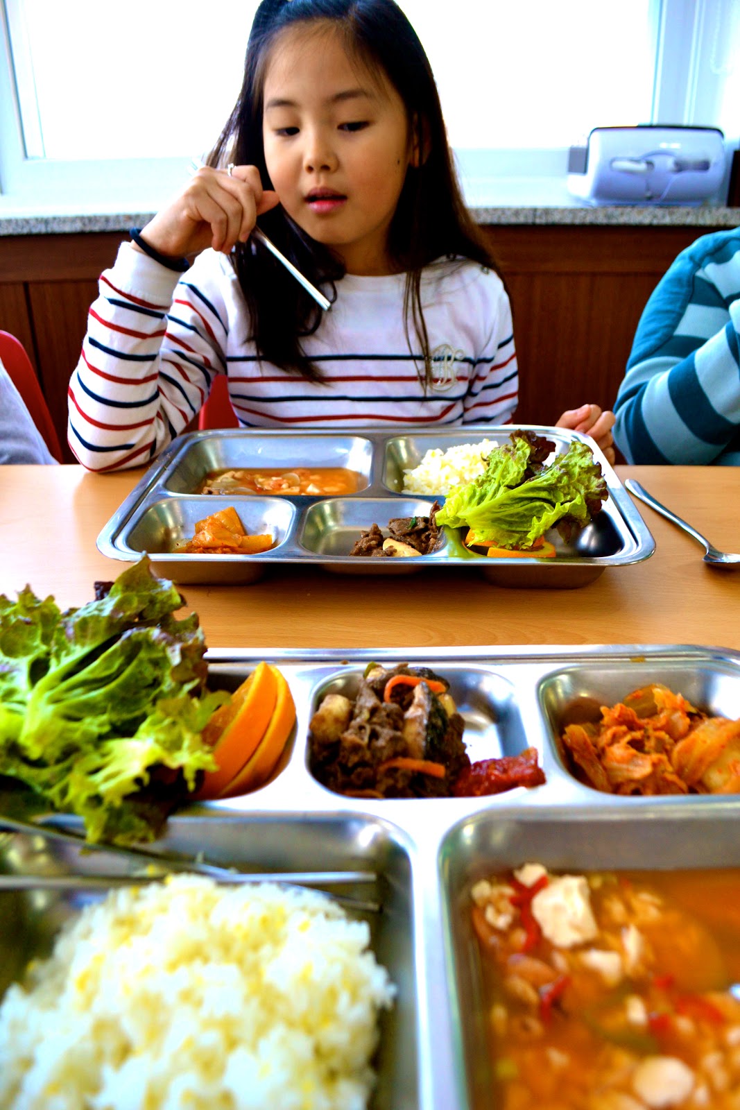 What's For School Lunch? South Korea School Lunch Rice and Kimchi