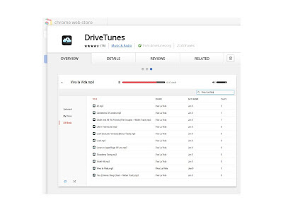 DriveTunes πρόσθετο γοα Google Drive σε Webstore