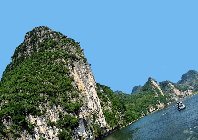 close up of the rocky hills on the River Li in China