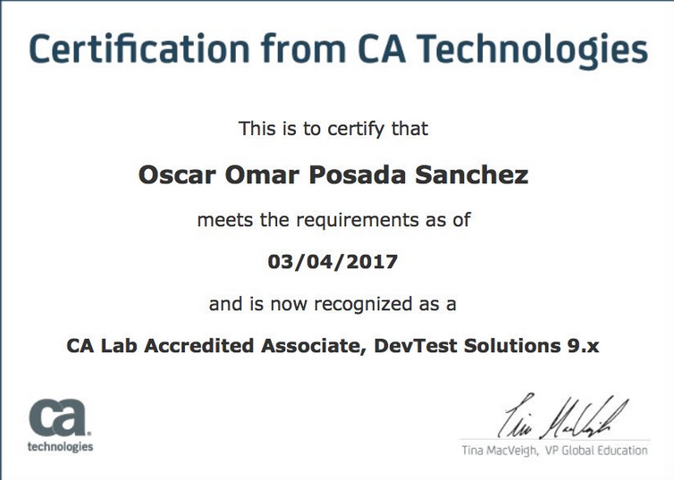 CA Certification DevTest Solution