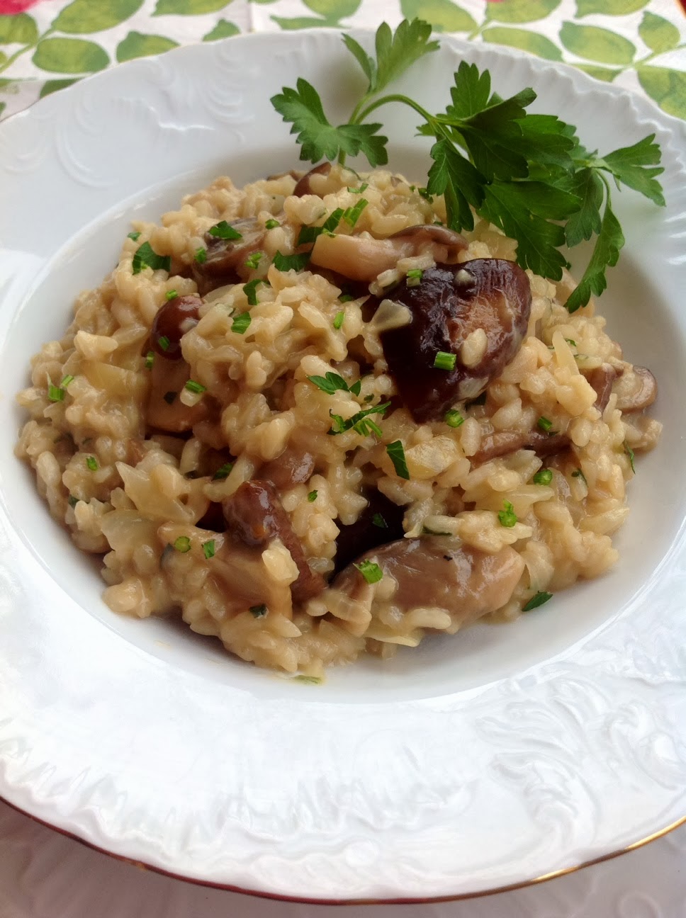 entre carbon y pucheros Risotto de setas.