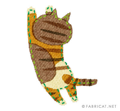 可愛い背伸びする三毛トラ 猫のイラスト