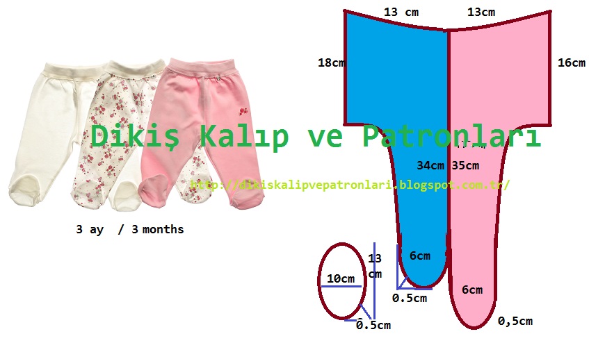 Dikis Kaliplari Ve Patronlari Patikli Corapli Bebek Pijamasi Kalibi 3 Ay Ve 9 Ay