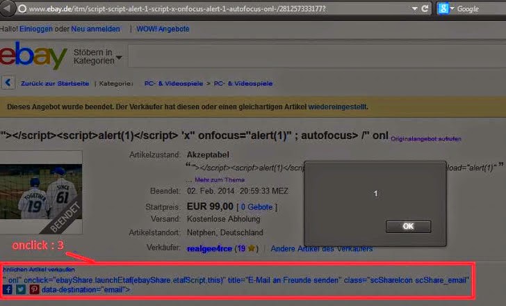 Cross Site Scripting on eBay
