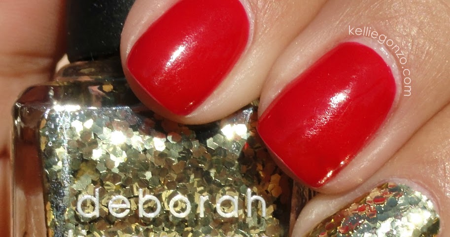 KellieGonzo: Red Nails with a Hint of Bling
