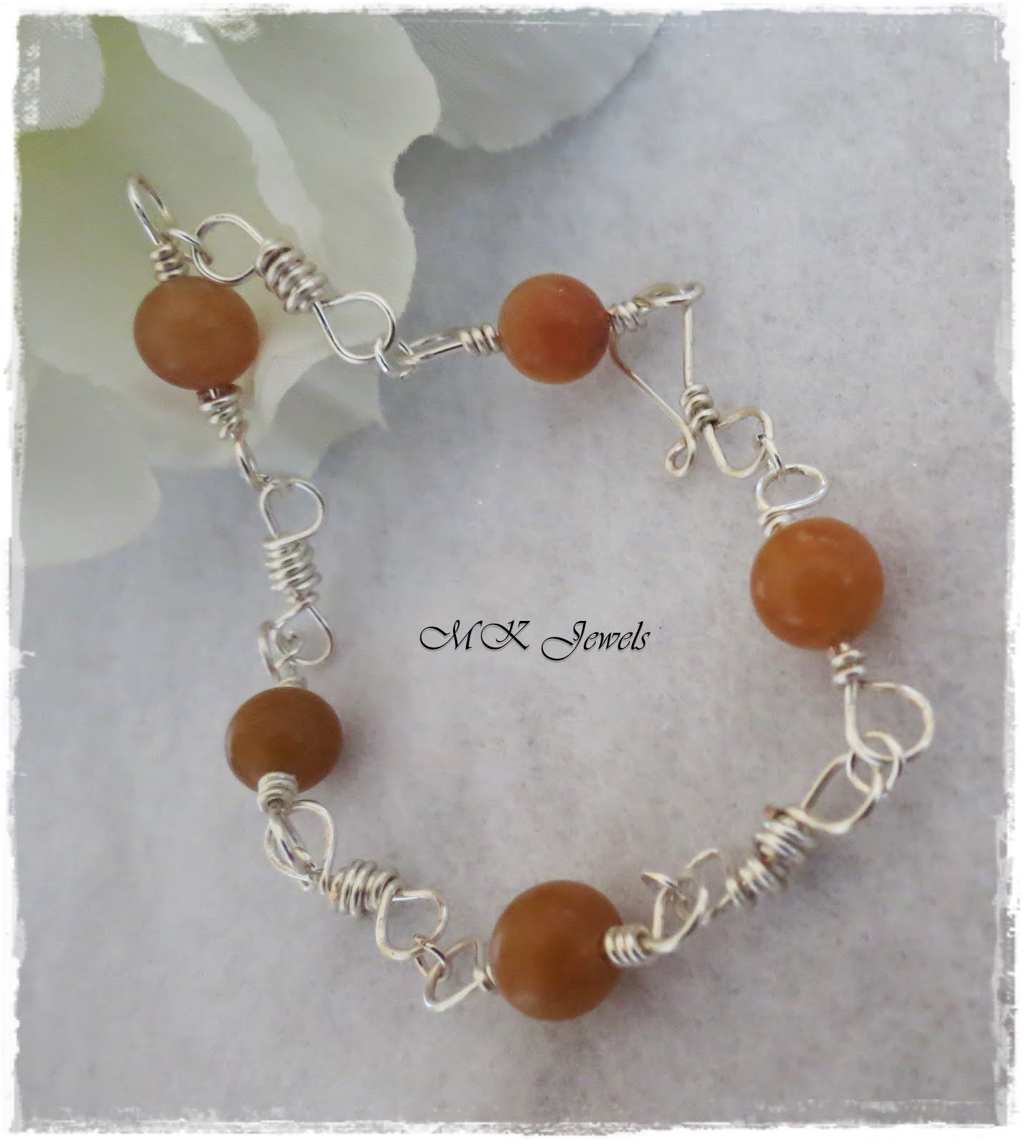 Aventurine Gemstone Silver Wire Wrapped Bracelet
