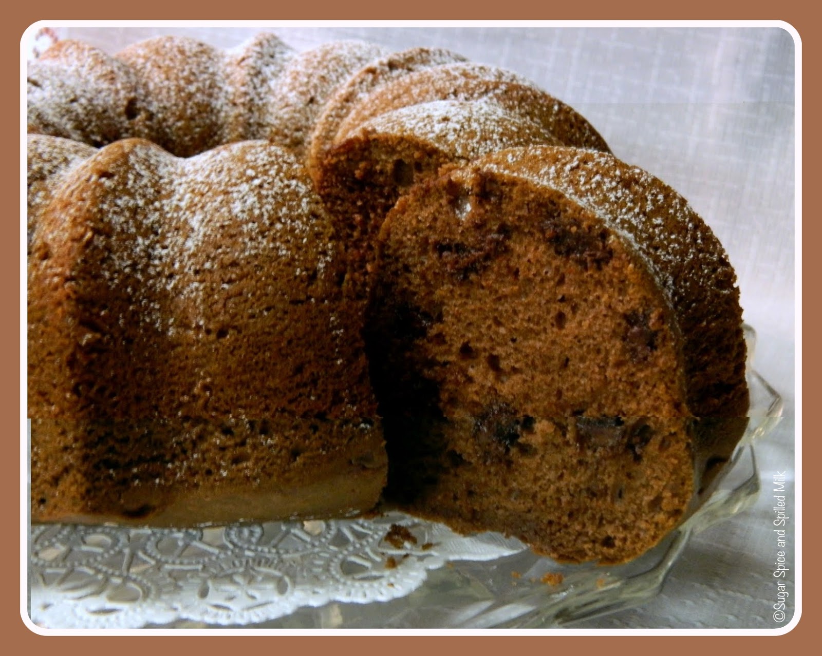 Sugar Spice and Spilled Milk Chocolate Chip Rum Cake