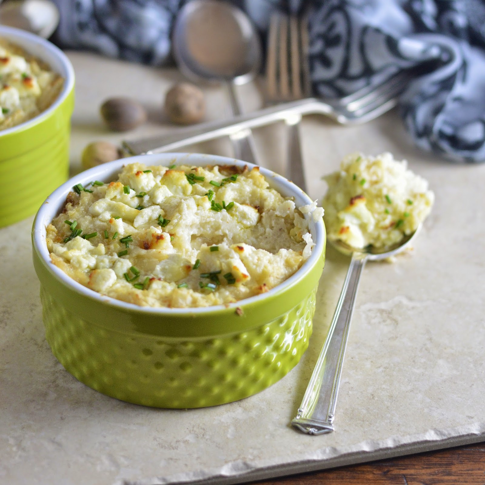 Smashed Cauliflower Gratin with Goat Cheese Virtually Homemade