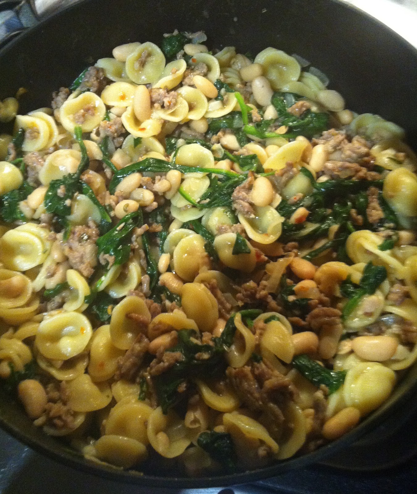 The Golden Spoons Sausage, Spinach, and White Bean Pasta