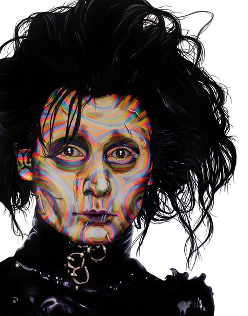 10-Johnny-Depp-Edward-Scissorhands-Joshua-Roman-Rainbow-Portraits-Drawings-Illustrations-www-designstack-co