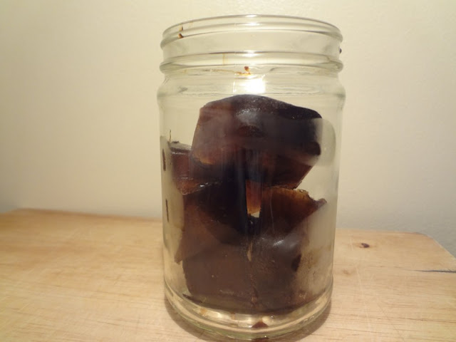 coffee cubes in a glass jar