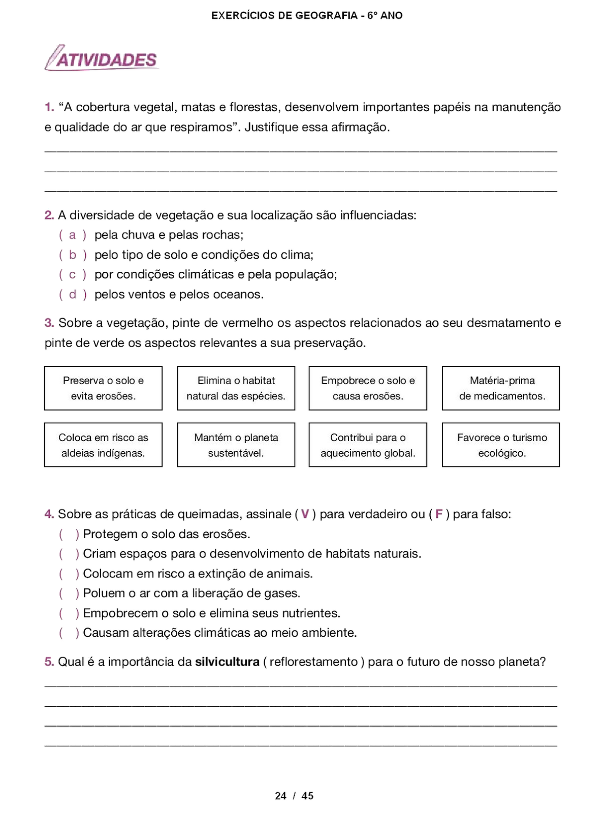 ATIVIDADES GEOGRAFIA 6° ANO EXERCÍCIOS PROVAS AVALIAÇÕES (IMAGENS