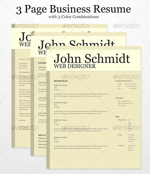 pages resume cv pack page