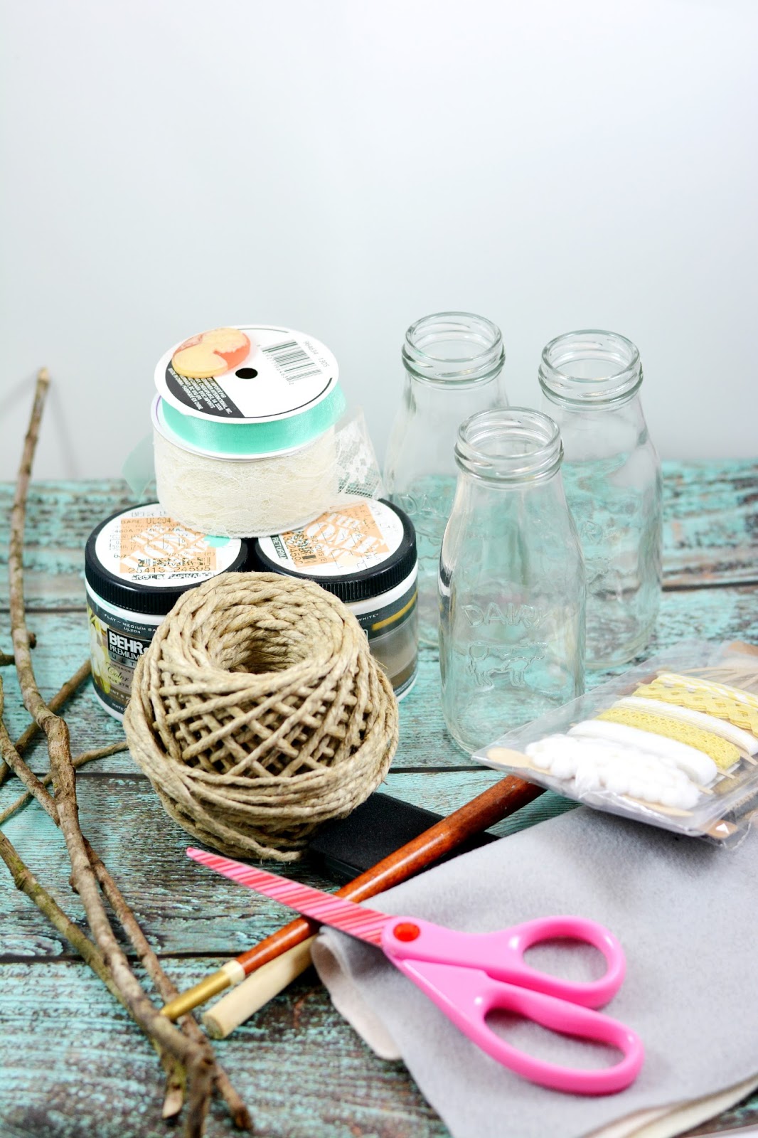 Life With 4 Boys DIY Chalk Paint Dipped Milk Jars