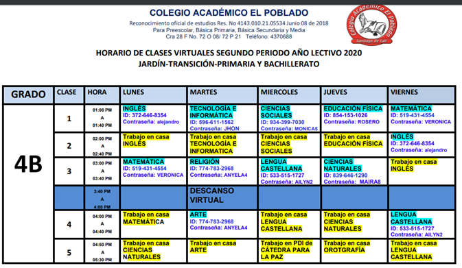 Horario 4b