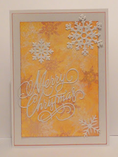 Orange Christmas card with snowflakes and Merry Christmas die cut