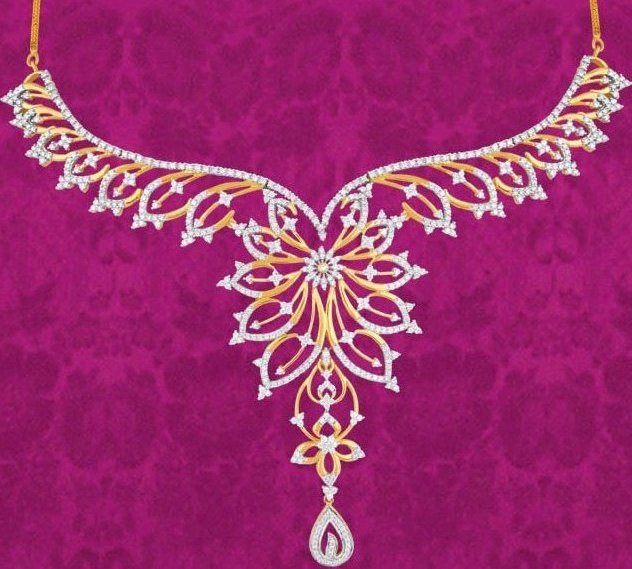 Gold and Diamond jewellery designs Designer diamond necklace from d damas