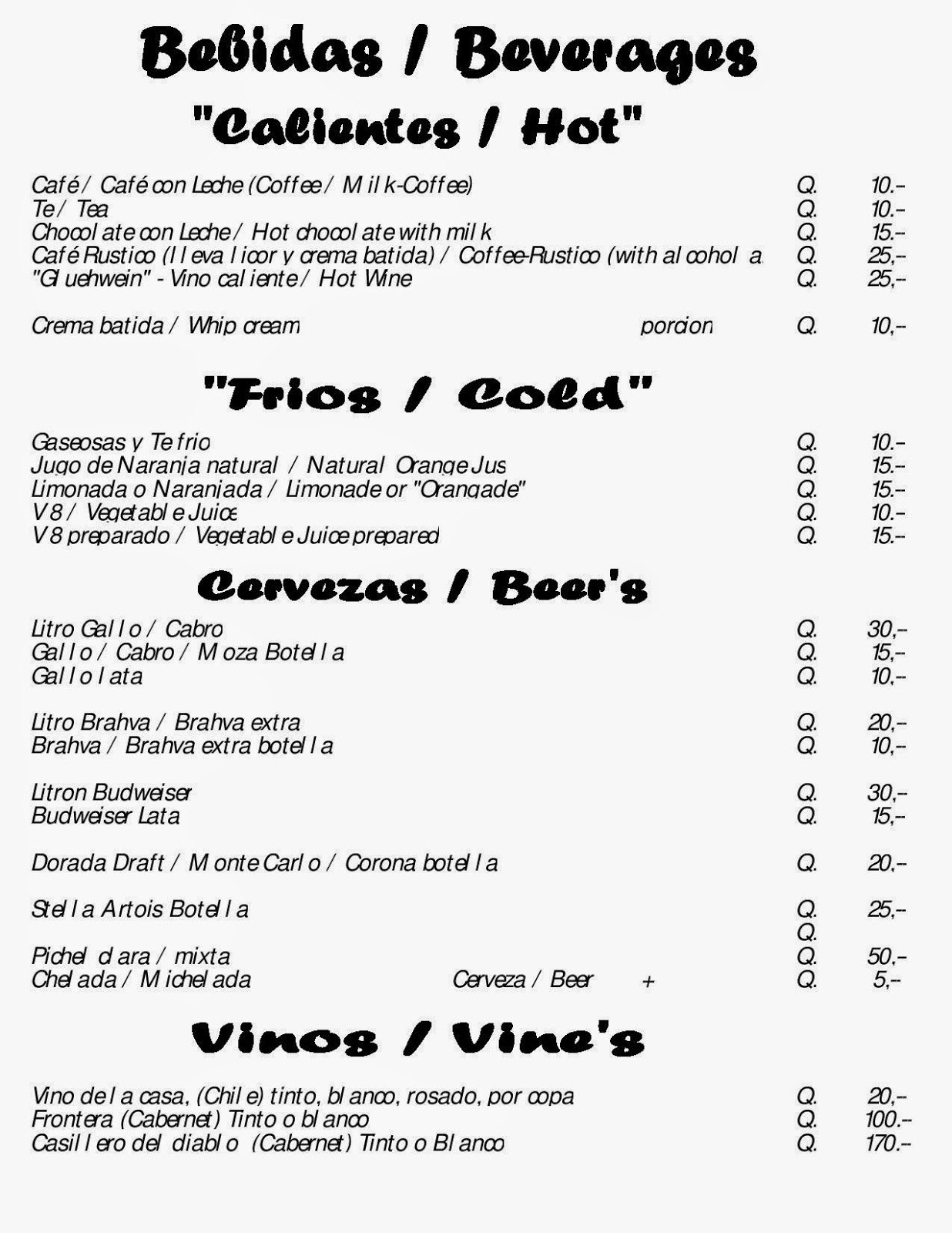 Rustico Pizza Bar Quetzaltenango Nuestro Menú Pizzerias en