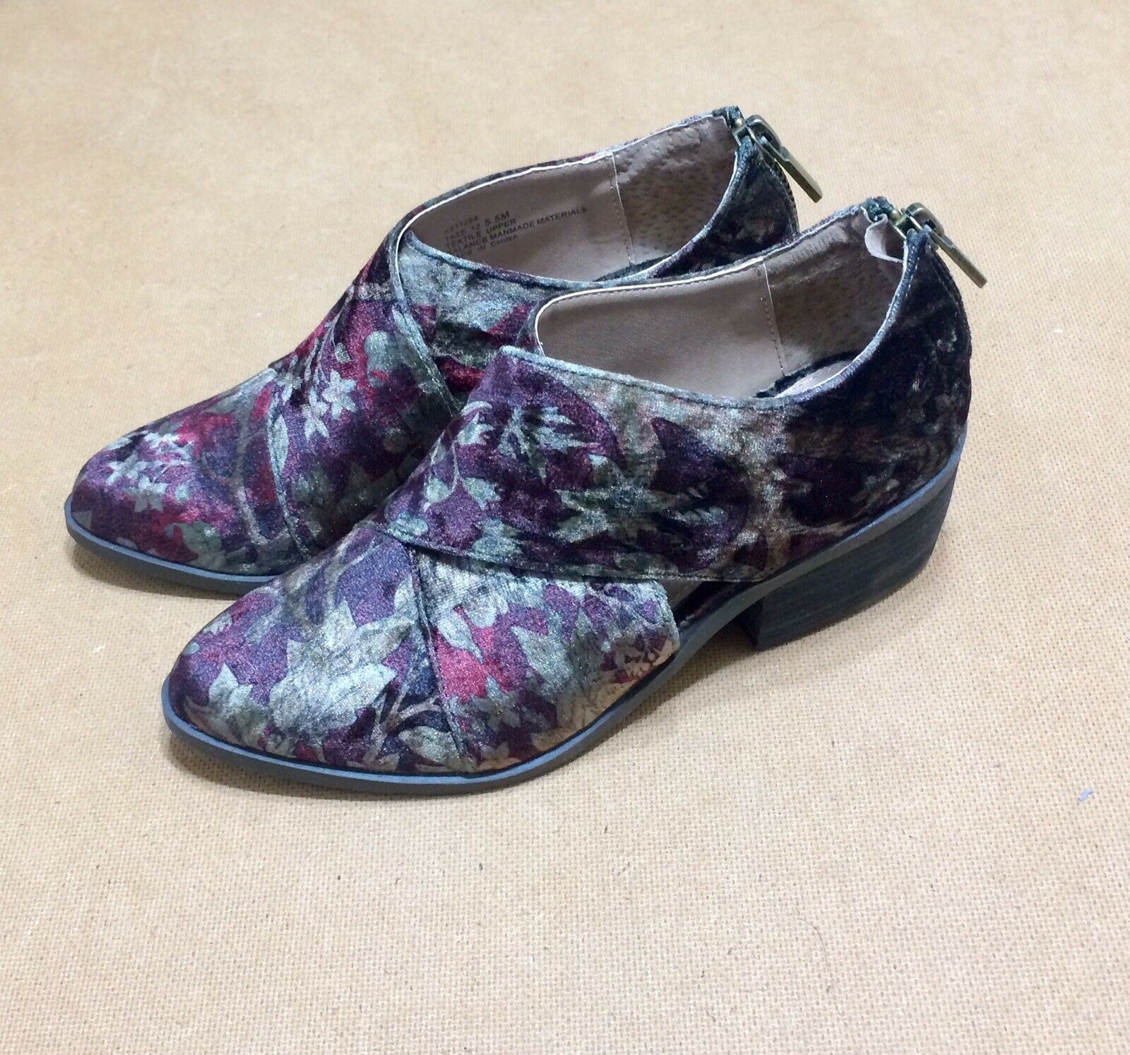 Floral Velvet or Alpaca  Booties