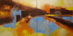 "Mirage 107 and 108" 2012, Mixed media on canvas, 20' x 40'